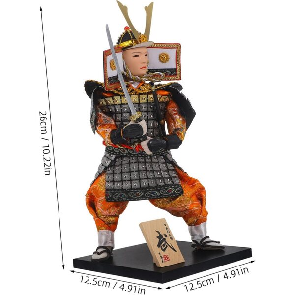 Bambola samurai giapponese in tessuto, ornamento interno, arredamento giapponese per ufficio