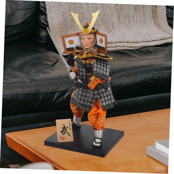 Bambola samurai giapponese in tessuto, ornamento interno, arredamento giapponese per ufficio