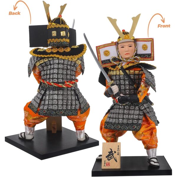 Bambola samurai giapponese in tessuto, ornamento interno, arredamento giapponese per ufficio