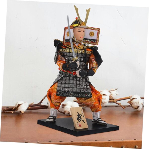 Bambola samurai giapponese in tessuto, ornamento interno, arredamento giapponese per ufficio