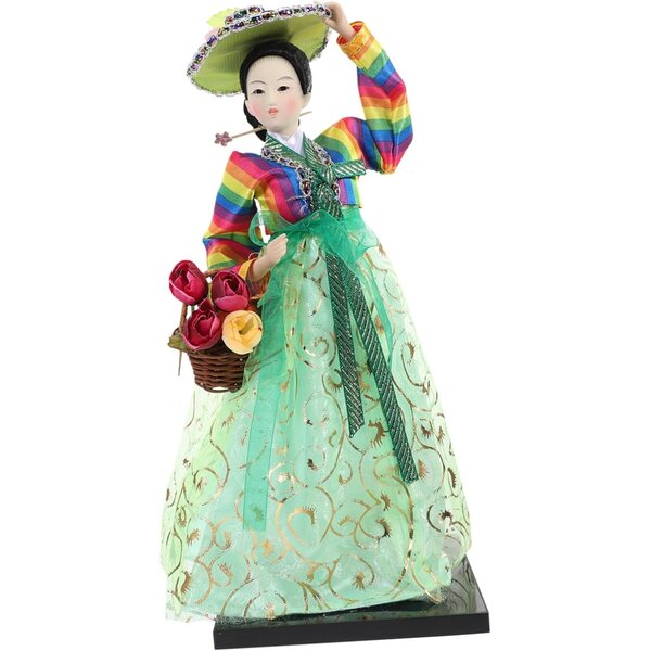 bambole Coréenne Artisanale 30 cm in Tessuto Colorato per Decorazione Casa e Ufficio