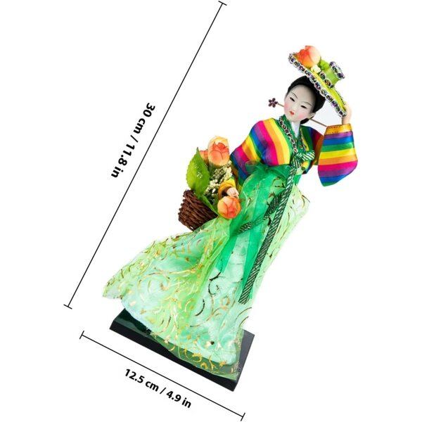bambole Coréenne Artisanale 30 cm in Tessuto Colorato per Decorazione Casa e Ufficio