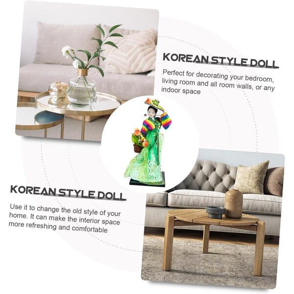bambole Coréenne Artisanale 30 cm in Tessuto Colorato per Decorazione Casa e Ufficio