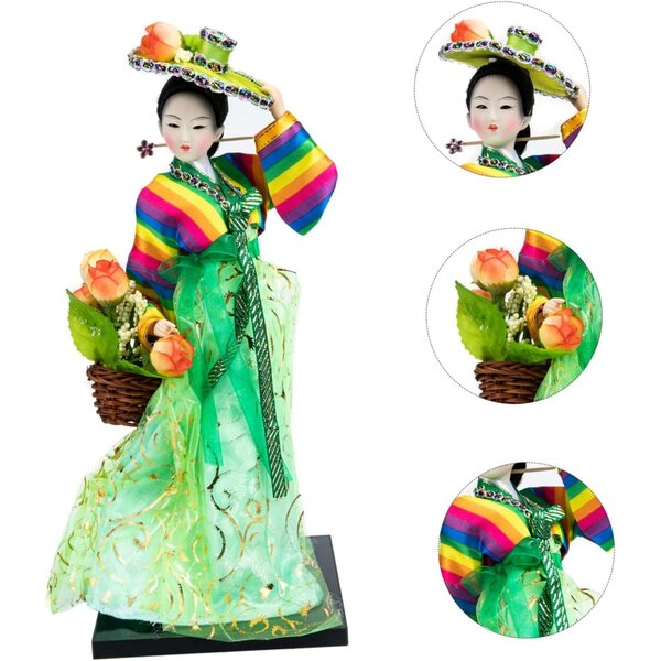 bambole Coréenne Artisanale 30 cm in Tessuto Colorato per Decorazione Casa e Ufficio