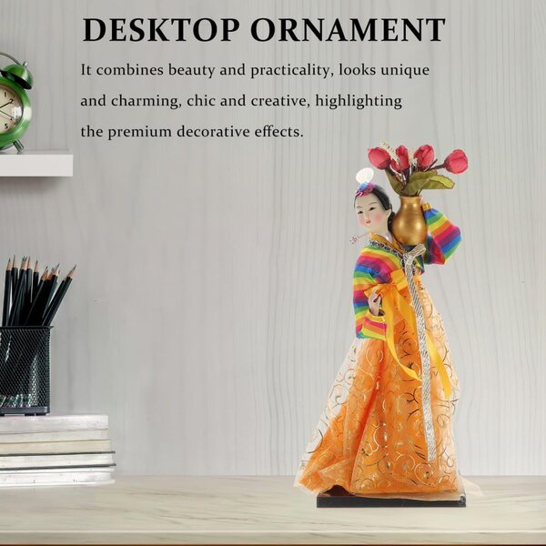 bambole Hanbok Coréenne 30 CM in Tessuto di Seta - Decorazione Artigianale Unica