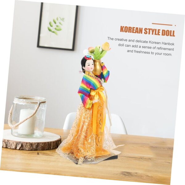bambole Hanbok Coréenne 30 CM in Tessuto di Seta - Decorazione Artigianale Unica