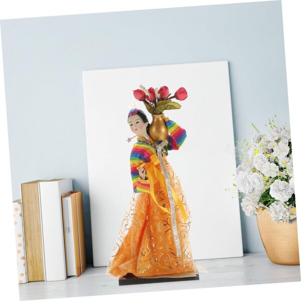 bambole Hanbok Coréenne 30 CM in Tessuto di Seta - Decorazione Artigianale Unica