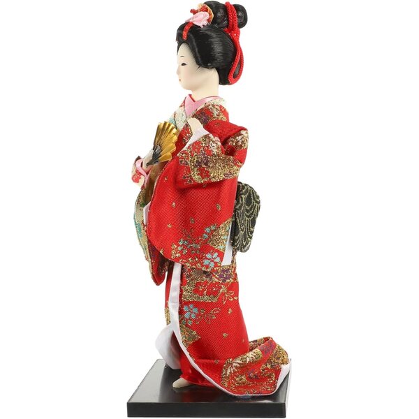 bambole Geisha in Kimono Artigianale in Resina e Tessuto - Decorazione Interni Elegante