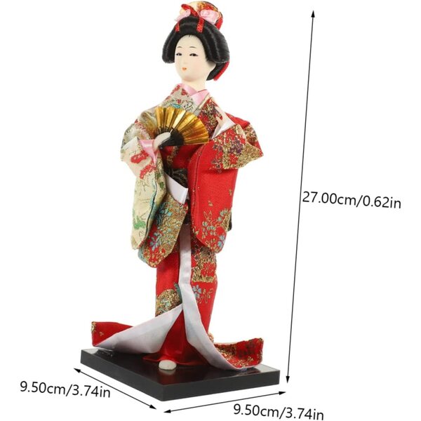 bambole Geisha in Kimono Artigianale in Resina e Tessuto - Decorazione Interni Elegante