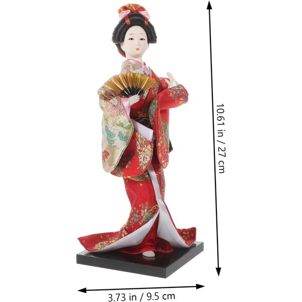 bambole Geisha in Kimono Artigianale in Resina e Tessuto - Decorazione Interni Elegante