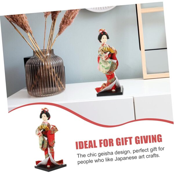 bambole Geisha in Kimono Artigianale in Resina e Tessuto - Decorazione Interni Elegante