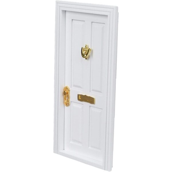 Mini Porta in Legno Bianca a 4 Scomparti per Casa delle Bambole e Modellismo