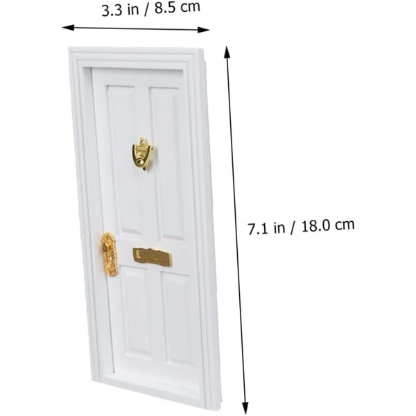 Mini Porta in Legno Bianca a 4 Scomparti per Casa delle Bambole e Modellismo