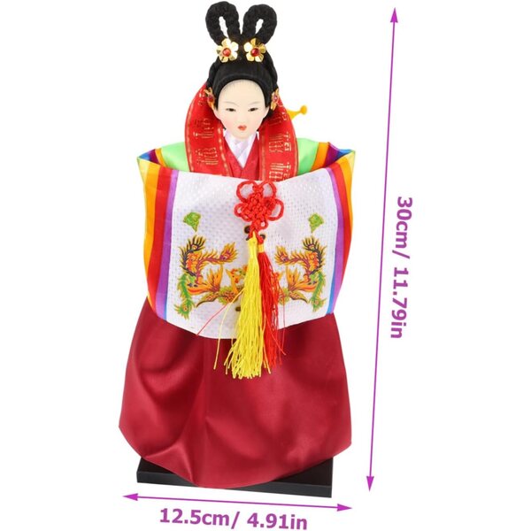 bambole Hanbok Coréenne Traditionnelle in Tessuto di Seta - Decorazione da Scrivania