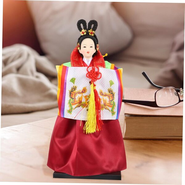 bambole Hanbok Coréenne Traditionnelle in Tessuto di Seta - Decorazione da Scrivania