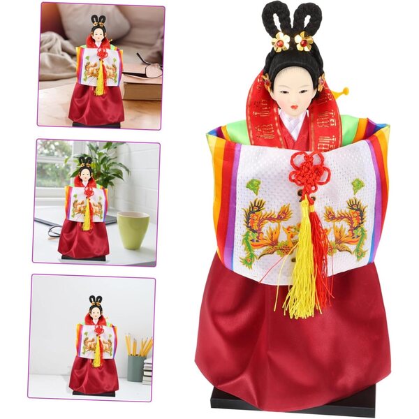 bambole Hanbok Coréenne Traditionnelle in Tessuto di Seta - Decorazione da Scrivania