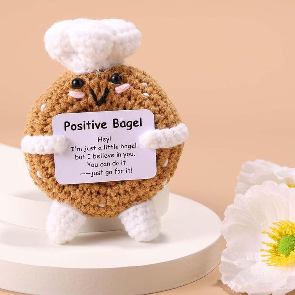 TOYMIS Positive Bagel-Puppen aus Baumwolle, weiche und inspirierende Dekoration, 12 x 8 x 5 cm