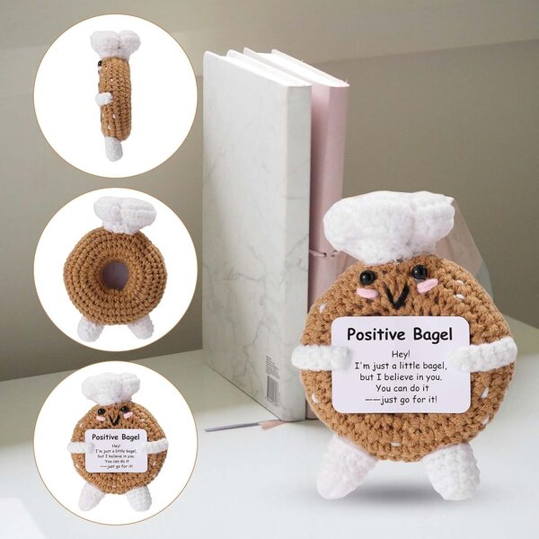 TOYMIS Positive Bagel-Puppen aus Baumwolle, weiche und inspirierende Dekoration, 12 x 8 x 5 cm