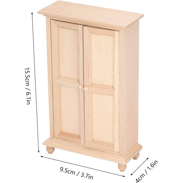 Armadio in Legno per Casa delle Bambole 1:12 - Vintage Doppia Porta Personalizzabile