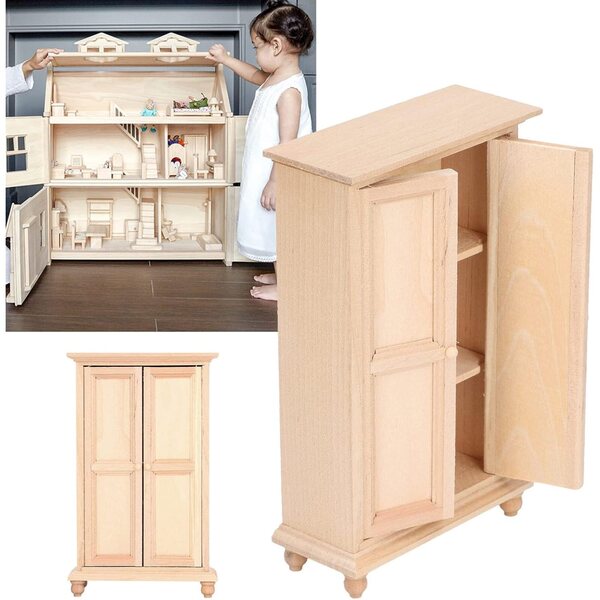 Armadio in Legno per Casa delle Bambole 1:12 - Vintage Doppia Porta Personalizzabile
