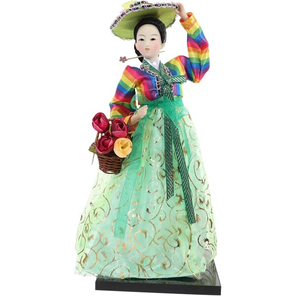VICASKY Bambola Coreana in Resina e Tessuto Hanbok per la Decorazione della Casa e dell'Ufficio