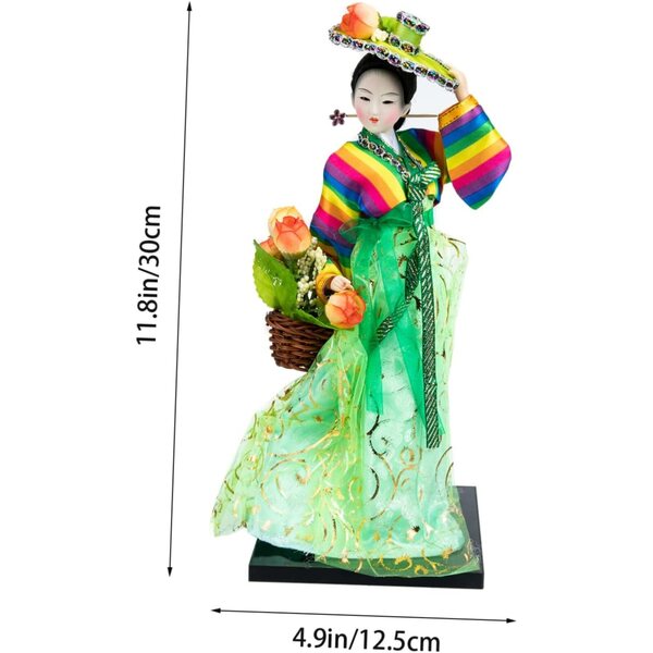 VICASKY Bambola Coreana in Resina e Tessuto Hanbok per la Decorazione della Casa e dell'Ufficio