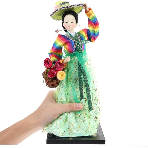 VICASKY Bambola Coreana in Resina e Tessuto Hanbok per la Decorazione della Casa e dell'Ufficio