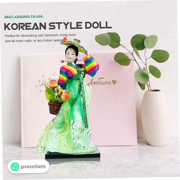 VICASKY Bambola Coreana in Resina e Tessuto Hanbok per la Decorazione della Casa e dell'Ufficio