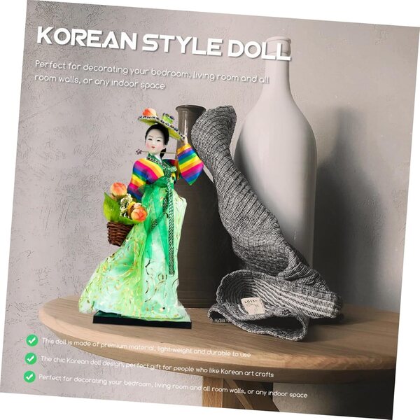 VICASKY Bambola Coreana in Resina e Tessuto Hanbok per la Decorazione della Casa e dell'Ufficio