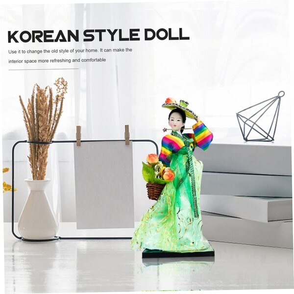 VICASKY Bambola Coreana in Resina e Tessuto Hanbok per la Decorazione della Casa e dell'Ufficio