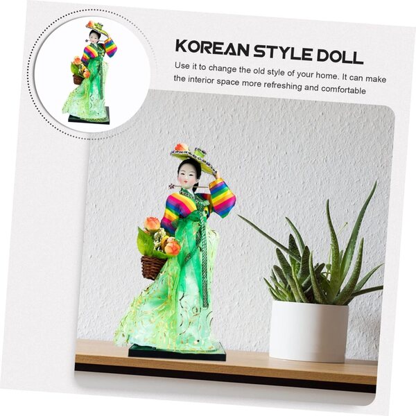 VICASKY Bambola Coreana in Resina e Tessuto Hanbok per la Decorazione della Casa e dell'Ufficio