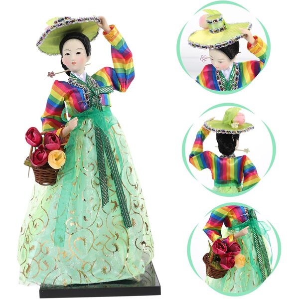 VICASKY Bambola Coreana in Resina e Tessuto Hanbok per la Decorazione della Casa e dell'Ufficio