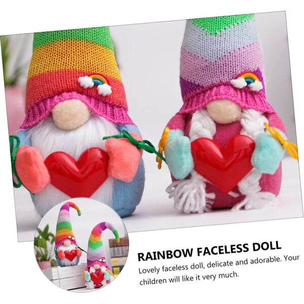 bambole Arc-en-Ciel Sans Visage in Maglia con Cappello - Decorazione Casa e Festa