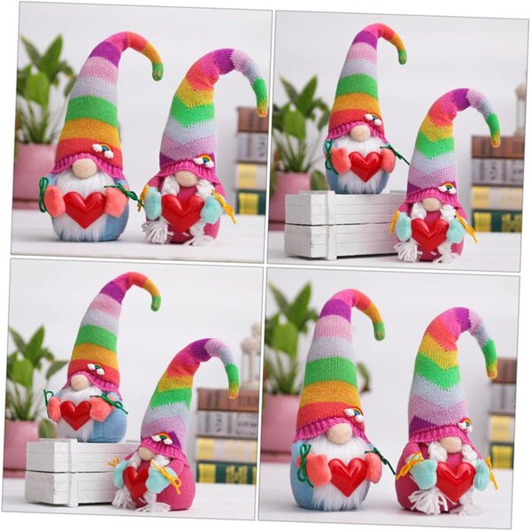 bambole Arc-en-Ciel Sans Visage in Maglia con Cappello - Decorazione Casa e Festa