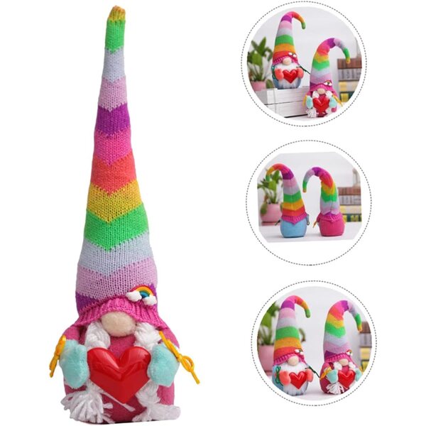 bambole Arc-en-Ciel Sans Visage in Maglia con Cappello - Decorazione Casa e Festa