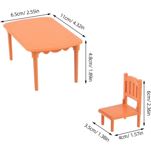 UPKOCHi nukumaja minimööblikomplekt laud ja 2 khaki plastikust tooli