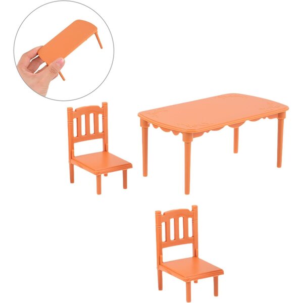 UPKOCHi nukumaja minimööblikomplekt laud ja 2 khaki plastikust tooli