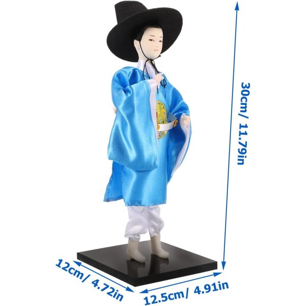 Figurina Uomo Hanbok Coreano Tradizionale Decorazione Casa e Ufficio 30 cm