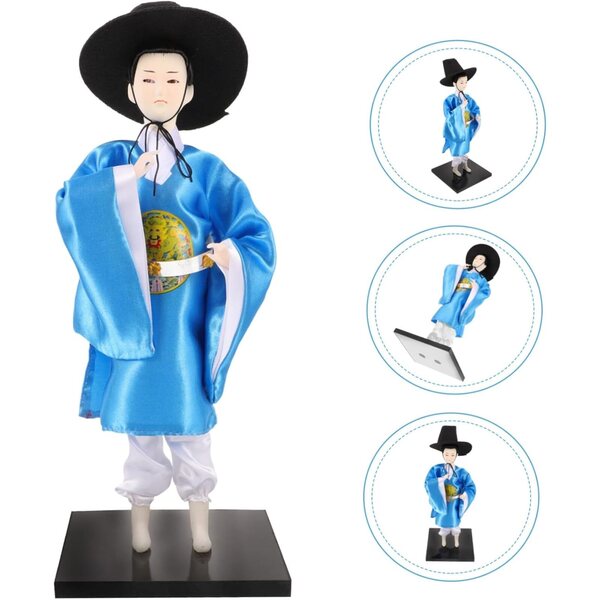 Figurina Uomo Hanbok Coreano Tradizionale Decorazione Casa e Ufficio 30 cm