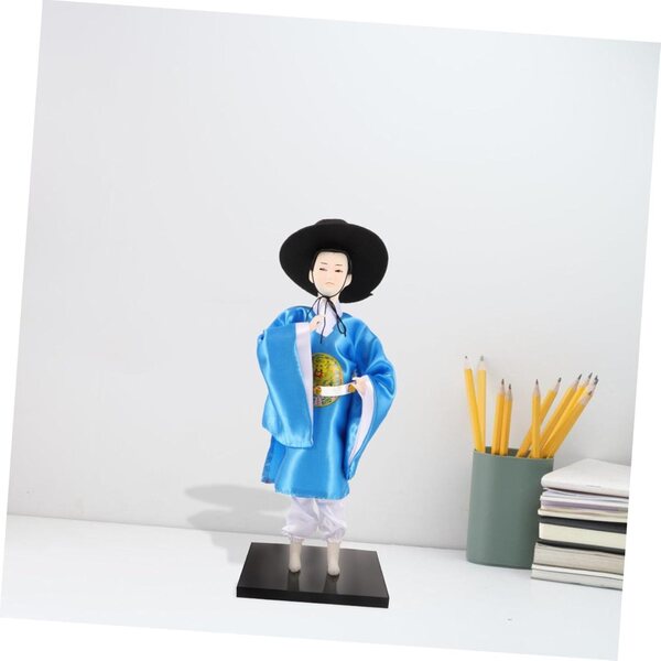 Figurina Uomo Hanbok Coreano Tradizionale Decorazione Casa e Ufficio 30 cm