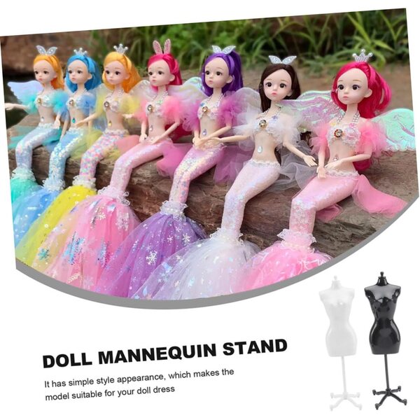 Gatuida Set mit 10 Miniaturständern für Puppenkleidung und Minihäuser aus Kunststoff und Metall