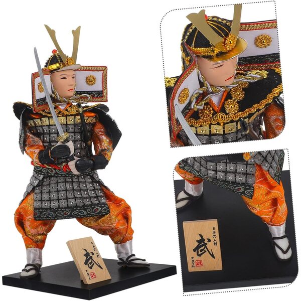 Guerrière Japonaise Classique-Puppen aus Holz und Stoff, elegante Dekoration für Zuhause und Büro