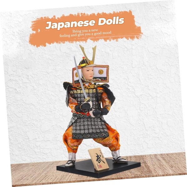 Guerrière Japonaise Classique-Puppen aus Holz und Stoff, elegante Dekoration für Zuhause und Büro