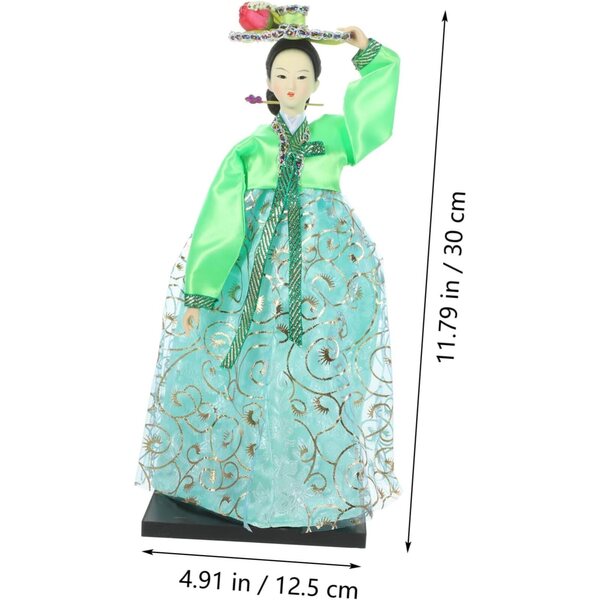 VICASKY bambola Hanbok coreana con trama verde, decorazioni uniche e souvenir
