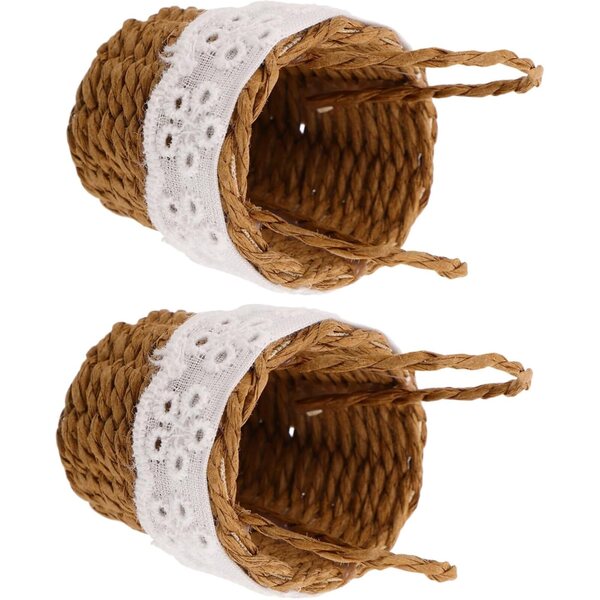 Set mit 2 Mini Tressés Paniers aus Rattanimitat mit Griff – dekorativ und leicht