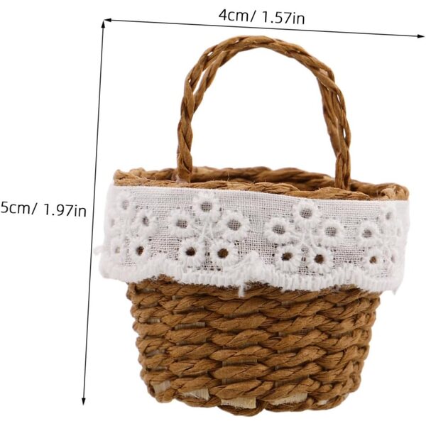Set 2 Mini Paniers Tressés in Imitazione Rattan con Manico - Decorativi e Leggeri