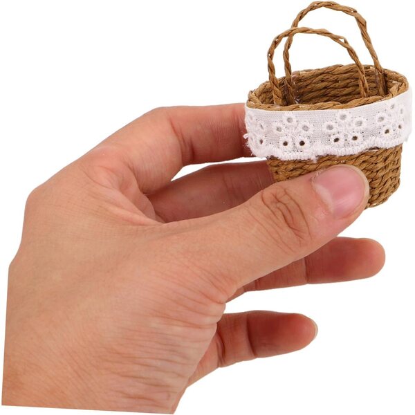 Set 2 Mini Paniers Tressés in Imitazione Rattan con Manico - Decorativi e Leggeri
