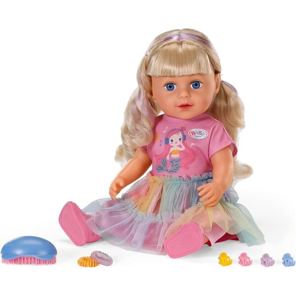 Zapf Creation Baby Born Carla 43 cm: bambola con capelli lunghi e accessori moda