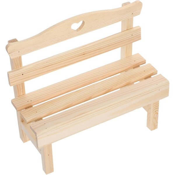 Mini Panca in Legno di Pino con Motivo a Cuore per Decorazioni Casa e Giardino