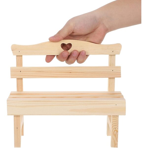 Mini Panca in Legno di Pino con Motivo a Cuore per Decorazioni Casa e Giardino